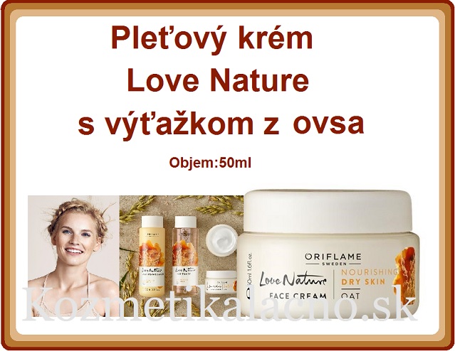 Pleťový krém Love Nature s výťažkom z ovsa