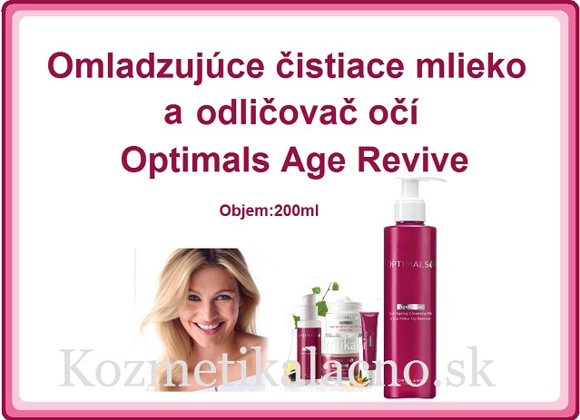 Omladzujúce čistiace mlieko a odličovač očí Optimals Age Revive