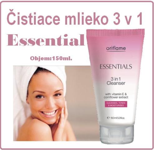 Čistiace mlieko 3 v 1 Essentials.