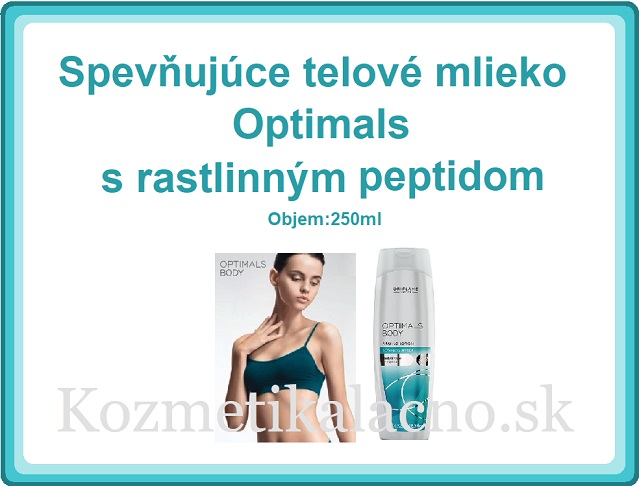Spevňujúce telové mlieko Optimals s rastlinným peptidom