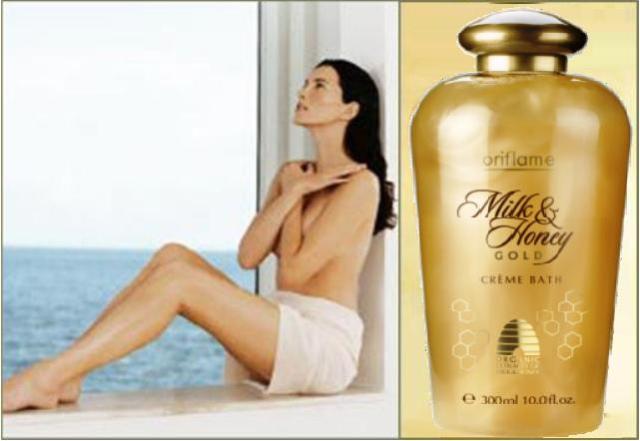 Hydratačný krém do kúpeľa Milk & Honey Gold.