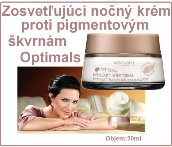 Zosvetľujúci nočný krém proti pigmentovým škvrnám Optimals.