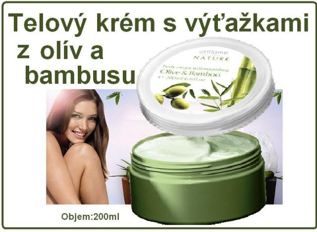 Telový krém s výťažkami z olív a bambusu