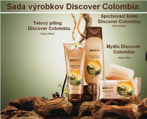 Sada výrobkov Discover Colombia.
