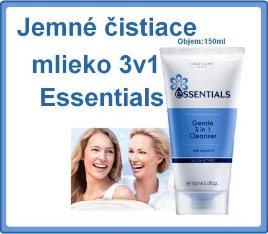 Jemné čistiace mlieko 3v1 Essentials