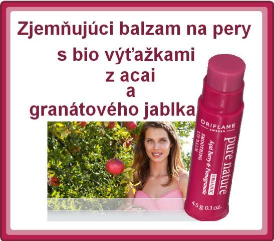 Zjemňujúci balzam na pery s bio výťažkami z acai a granátového jablka