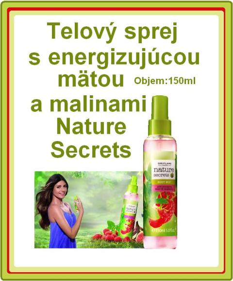 Telový sprej s energizujúcou mätou a malinami Nature Secrets
