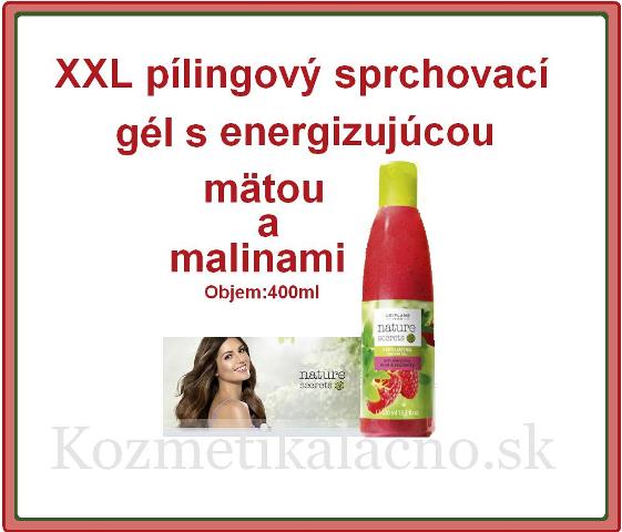 XXL pílingový sprchovací gél s energizujúcou mätou a malinami Nature Secrets