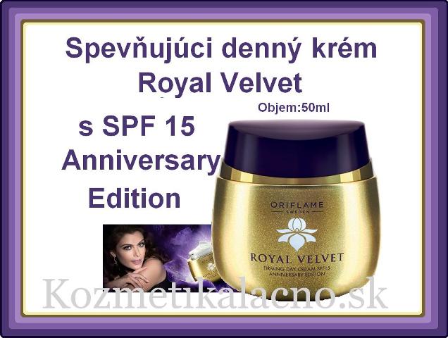 Spevňujúci denný krém Royal Velvet s SPF 15 Anniversary Edition