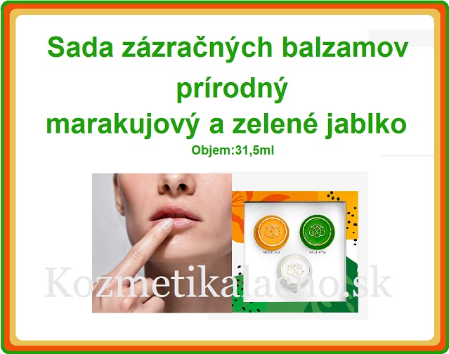 Sada zázračných balzamov -hojivý zázrak, prírodný, marakujový a zelené jablko