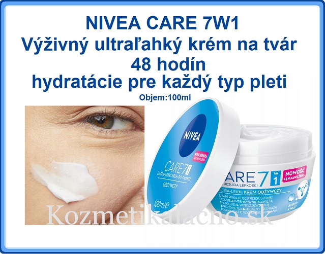 NIVEA CARE 7W1 Výživný ultraľahký krém na tvár 48 hodín hydratácie pre každý typ pleti 