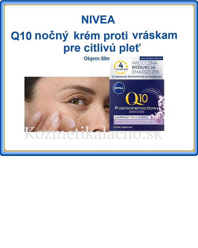 NIVEA Q10 UPOKOJENIE Nočný krém proti vráskam pre citlivú pleť