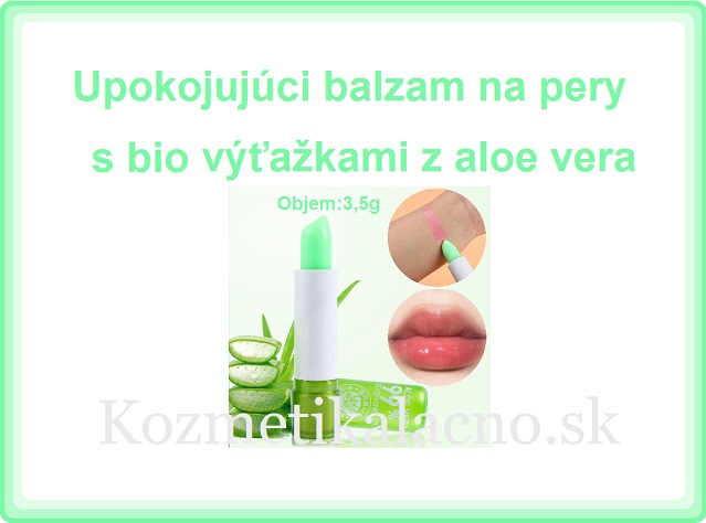 Upokojujúci balzam na pery s bio výťažkami z aloe vera